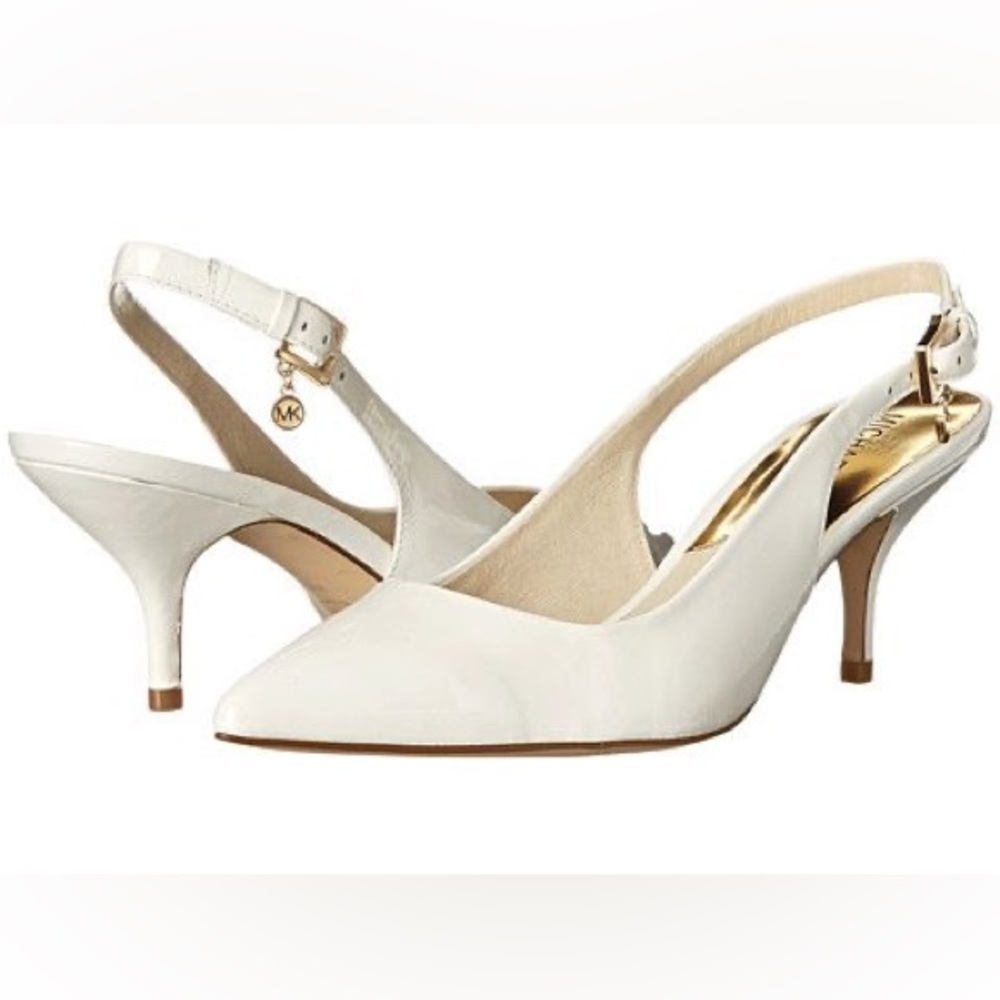 Michael Kors Kelsey Kitten Slang Heels in White 🤍